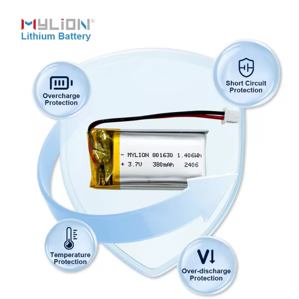 Mylion Durable Lithium Polymer Battery 3.7V 380mAh with 600+ Cycles Life - Immagine 3