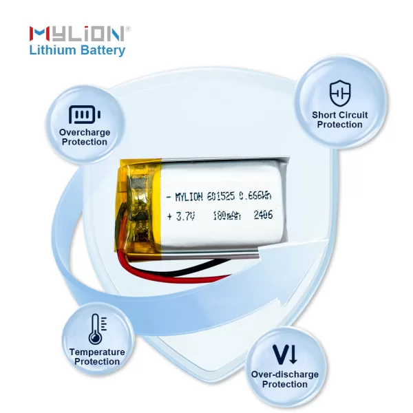 Slim Silver 601525 3.7V 180mAh LiPo Battery for Compact Bluetooth Devices - Imagen 3