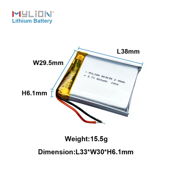 3.7V 800mAh 803035 3