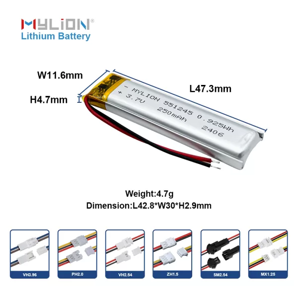 High Cycle Life 3.7V 250mAh Rechargeable Polymer Battery for Wearables - Image 7