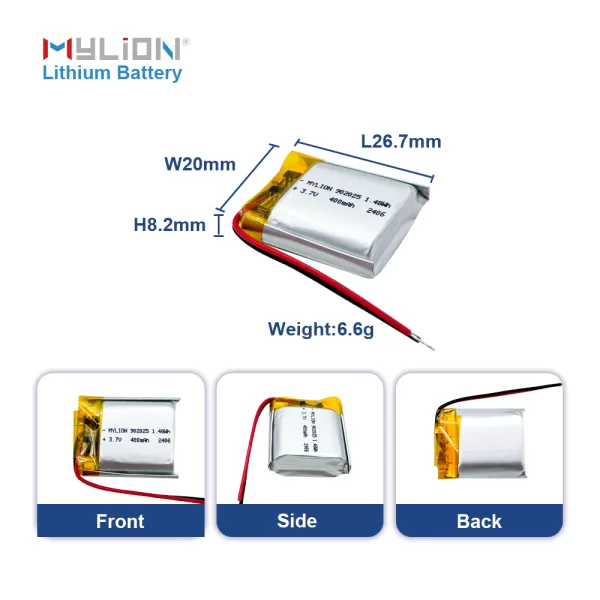 3.7V 400mAh 902025 6