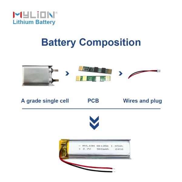 3.7V 500mAh 801350 6