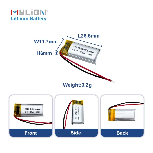 3.7V 120mAh LiPo Battery 601225 for Bluetooth and Consumer Electronics - Image 7